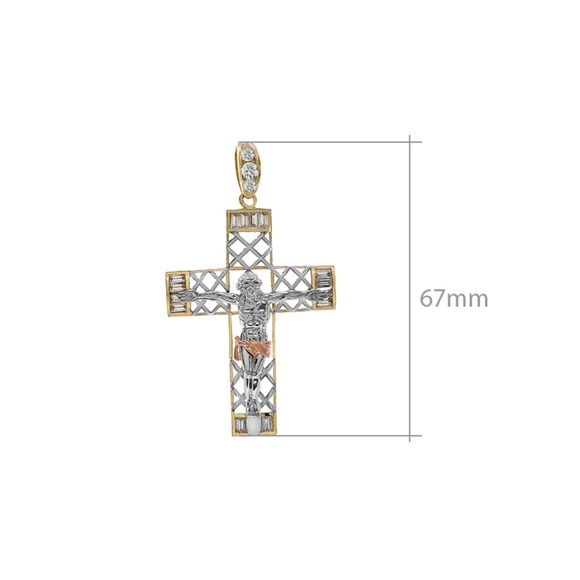 2.50 Carat Cubic Zirconia Crucifix Gold Pendant - Picture 4 of 5